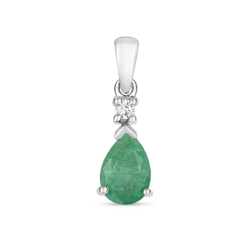 Emerald Pendant Pear Shaped 7X5mm 9ct White Gold